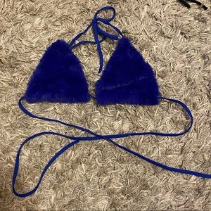 Blue Fuzzy Bikini Top